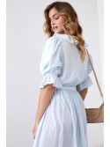 Subtle dress with ruffles at the neckline, light blue 30440 - Online store - Boutique